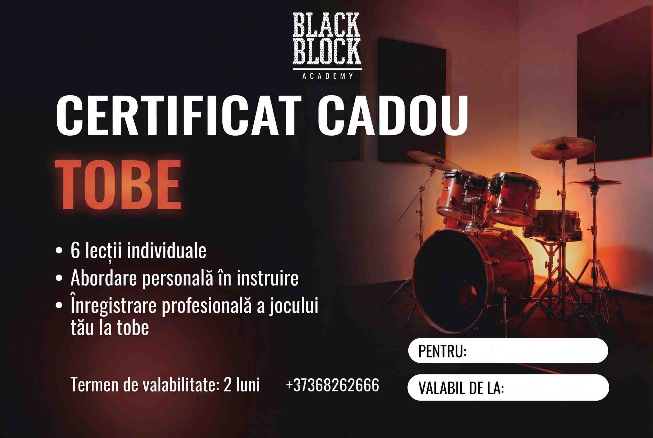 Certificat cadou cursuri de Tobe realizat de WSOD Prod pentru Black Block Academy. - 16:9