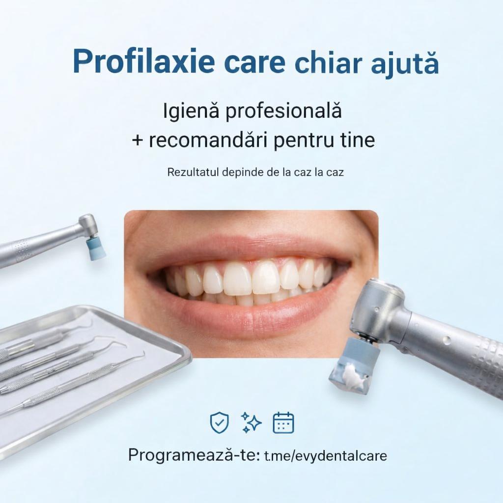 Vizual promoțional pentru serviciul de profilaxie,creat pentru paginile de social media Every Dental Care